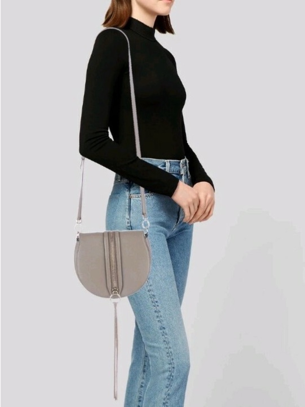 REBECCA MINKOFF "Mara" Putty Leather Saddle Handbag - Picture 5 of 5